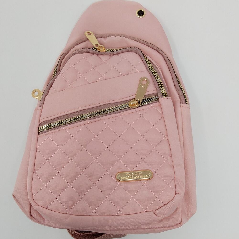 Fashion Mini Backpack Pink Quilted Nylon Gold Hardware Small Travel Daypack